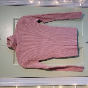 Women's Joseph A. blush pink gold shimmer viscose turtle neck sweater S